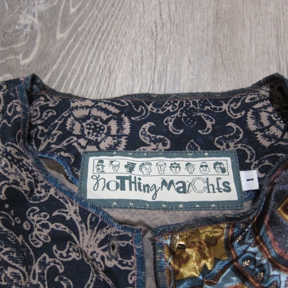 Vintage 90's Nothing Matches Anytime Anywhere Outfit Shirt & Pants Set sz 1 S-M - Picture 5 of 7